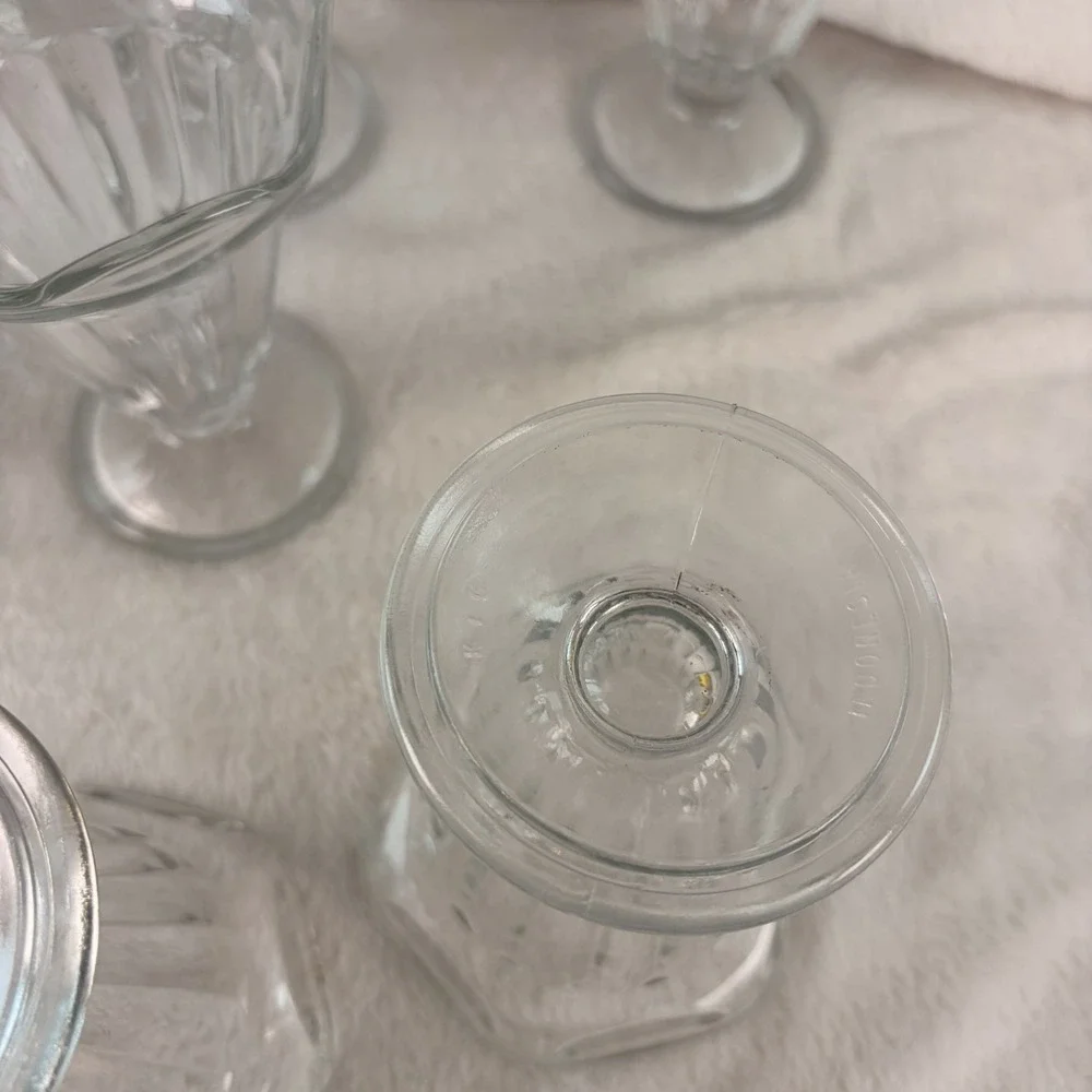 Vtg Kig Indonesia Tulip Soda Fountain Bowls Retro Pedestal Parfait Cups Set Of 8